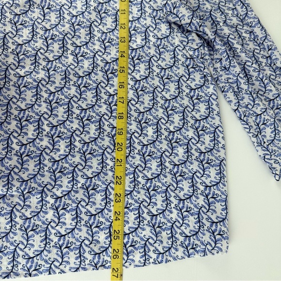 LOFT Blue White Floral Leaf Blouse XL NWT Lightweight Long Sleeve Top - Picture 7 of 9